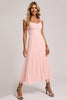 Load image into Gallery viewer, Blush A Line Square Neck Tulle Long Bridesmaid Dress