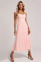 Load image into Gallery viewer, Blush A Line Square Neck Tulle Long Bridesmaid Dress