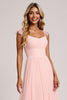 Load image into Gallery viewer, Blush A Line Square Neck Tulle Long Bridesmaid Dress
