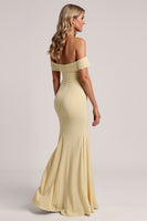 Load image into Gallery viewer, Daffodil Chiffon Off The Shoulder Mermaid Long Bridesmaid Dress