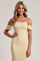 Load image into Gallery viewer, Daffodil Chiffon Off The Shoulder Mermaid Long Bridesmaid Dress