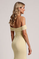 Load image into Gallery viewer, Daffodil Chiffon Off The Shoulder Mermaid Long Bridesmaid Dress