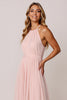 Load image into Gallery viewer, Candy Pink A Line Halter Pleated Long Bridesmaid Dress