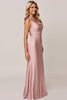 Load image into Gallery viewer, Candy Pink Sheath Satin Long Bridesmaid Dress with Slit