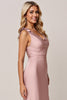 Load image into Gallery viewer, Candy Pink Sheath Satin Long Bridesmaid Dress with Slit