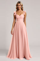 Load image into Gallery viewer, Blush A Line Ruched Sweetheart Long Bridesmaid Dress