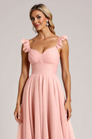 Load image into Gallery viewer, Blush A Line Ruched Sweetheart Long Bridesmaid Dress