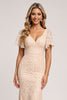 Load image into Gallery viewer, Apricot Sheath V-Neck Long Bridesmaid Dress with Appliques