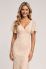 Load image into Gallery viewer, Apricot Sheath V-Neck Long Bridesmaid Dress with Appliques