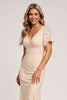 Load image into Gallery viewer, Apricot Sheath V-Neck Long Bridesmaid Dress with Appliques