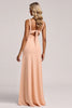Load image into Gallery viewer, Blush Sheath V-Neck Ruched Long Bridesmaid Dress with Slit