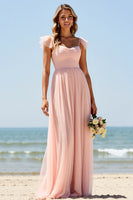 Load image into Gallery viewer, Blush Sweetheart A Line Long Bridesmaid Dress with Slit