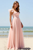 Load image into Gallery viewer, Blush Sweetheart A Line Long Bridesmaid Dress with Slit