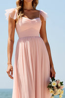 Load image into Gallery viewer, Blush Sweetheart A Line Long Bridesmaid Dress with Slit