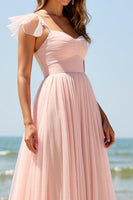 Load image into Gallery viewer, Blush Sweetheart A Line Long Bridesmaid Dress with Slit