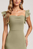 Load image into Gallery viewer, Olive Ruffled A Line Long Bridesmaid Dress with Slit