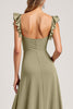Load image into Gallery viewer, Olive Ruffled A Line Long Bridesmaid Dress with Slit