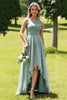 Load image into Gallery viewer, Sage Green Chiffon A Line High-Low Bridesmaid Dress with Ruffles