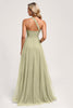 Load image into Gallery viewer, Dusty Sage One Shoulder Tulle A Line Long Bridesmaid Dress