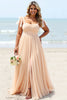 Load image into Gallery viewer, Apricot A Line Chiffon Pleated Long Bridesmaid Dress with Slit