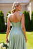 Load image into Gallery viewer, Sage Green Chiffon Spaghetti Straps A Line Long Bridesmaid Dress