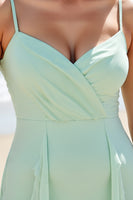 Load image into Gallery viewer, Mint Green Chiffon A Line Long Bridesmaid Dress with Ruffles