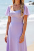 Load image into Gallery viewer, Lilac Satin A Line  Long Bridesmaid Dress with Beading