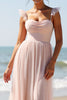 Load image into Gallery viewer, Candy Pink A Line Pleated Long Bridesmaid Dress with Slit