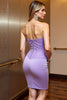 Load image into Gallery viewer, Lilac Satin Bodycon Corset Sweetheart Short Homecoming Dress