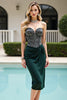 Load image into Gallery viewer, Sparkly Pine Bodycon Corset Midi Satin Homecoming Dress