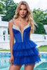 Load image into Gallery viewer, Sparkly Royal Blue Corset A Line Short Tulle Homecoming Dress
