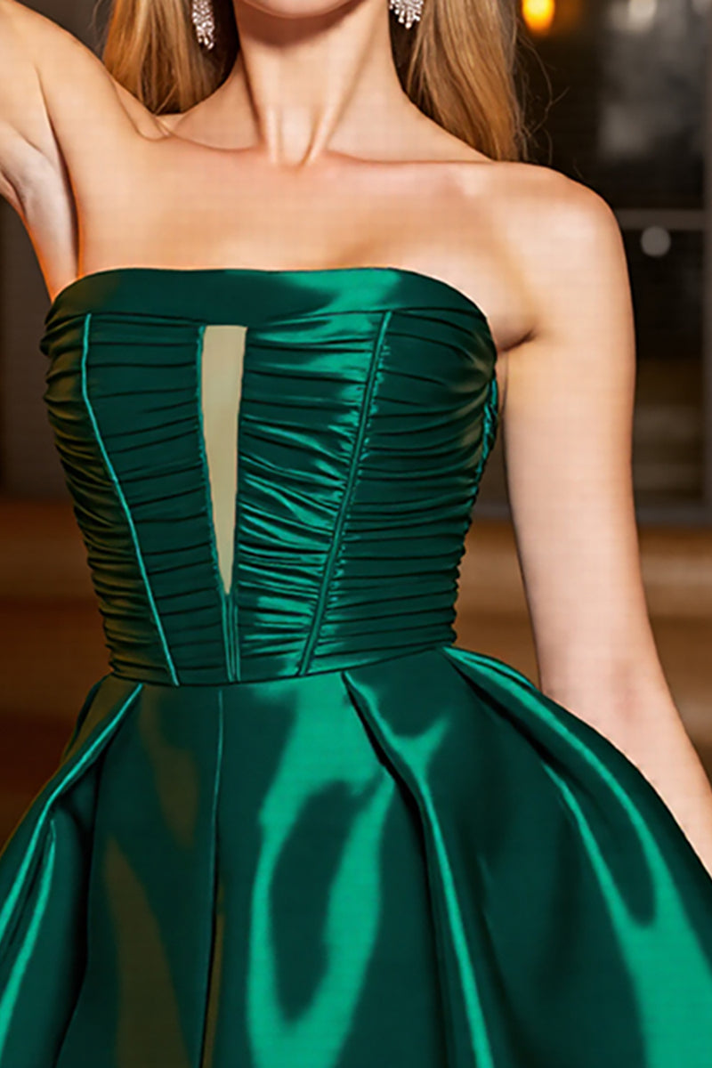 Load image into Gallery viewer, Pine A Line Strapless Satin Keyhole Short Homecoming Dress