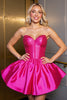 Load image into Gallery viewer, Sparkly Fuchsia Satin Strapless Short Corset Homecoming Dress
