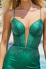 Load image into Gallery viewer, Dark Green Satin Bodycon Beaded Short Corset Homecoming Dress