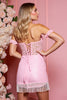 Load image into Gallery viewer, Candy Pink Corset Short Homecoming Dress with Fringes