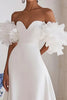 Load image into Gallery viewer, Ivory Sweep Train A Line Satin Wedding Dress with Ruffles