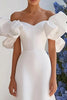 Load image into Gallery viewer, Ivory A Line Satin Off the Shoulder Long Wedding Dress with Ruffles