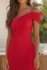 Load image into Gallery viewer, Red One Shoulder Chiffon Sheath Ruched Formal Dress