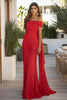 Load image into Gallery viewer, Red Off the Shoulder Chiffon Sheath Long Formal Dress