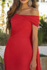 Load image into Gallery viewer, Red Off the Shoulder Chiffon Sheath Long Formal Dress