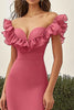 Load image into Gallery viewer, Coral Satin Long Mermaid Prom Dress with Ruffles