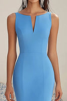 Load image into Gallery viewer, Blue Chiffon Sleeveless Long Mermaid Formal Dress with Ruffles