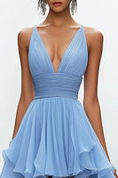 Load image into Gallery viewer, Sky Blue High-Low Organza A Line Boho Dress with Ruffles