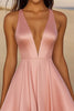 Load image into Gallery viewer, Pink A Line Satin V Neck Short Graduation Dress