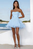 Load image into Gallery viewer, Sky Blue Chiffon Pleated Short Graduation Dress with Ruffles