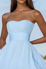 Load image into Gallery viewer, Sky Blue Chiffon Pleated Short Graduation Dress with Ruffles