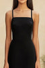 Load image into Gallery viewer, Black Satin Midi Bodycon Formal Dress with Ruffles