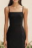 Load image into Gallery viewer, Black Satin Long Mermaid Formal Dress with Ruffles