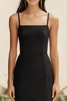 Load image into Gallery viewer, Black Satin Long Mermaid Formal Dress with Ruffles