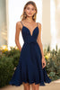 Load image into Gallery viewer, Navy Chiffon Short A Line Cocktail Dress